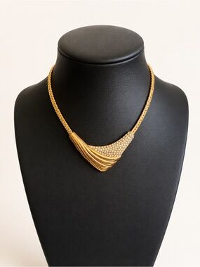 Elegant Statement Monet Gold and Clear Crystal Draped Collar Necklace